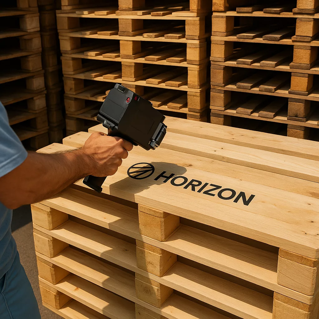 Marcado logotipo palets inkjet